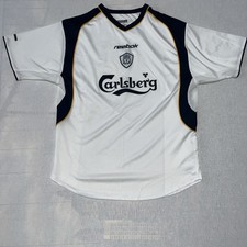 Liverpool Away Shirt 2001/02 Reebok Carlsberg White With Blue/yellow Trim 38/40