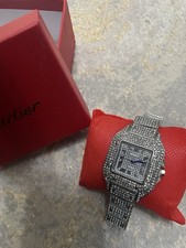 Men’s Stainless Steel Ice Bling Quartz Wristwatch In Black, White And Iced