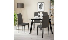 Tyrus Glass Dining Table & 4 Charcoal Chairs