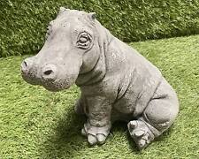 Concrete Hippo Ornament Outdoor Garden Animal Sculpture Frost Protected Gift