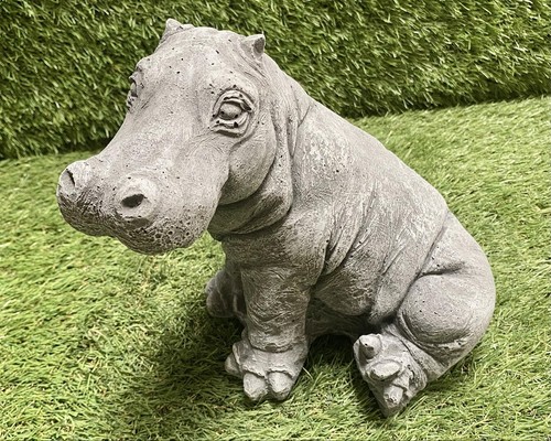 Concrete hippo ornament - concrete,