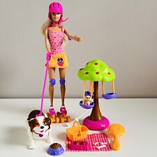 Vintage Barbie Doll Doggie Park Roller Skates Skating Dog Play Set 2009 WORKING