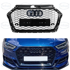 For Audi A3/S3 8V (2017-2020) Gloss Black Honeycomb RS3 Style Grille with Badge
