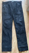 Real Leather Jeans Biker Black