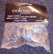 Colours B&Q 6 x metal curtain rings Black Nickel Effect for 28mm diameter poles