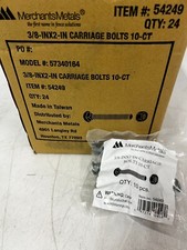CASE OF 240 Merchant Metals 3/8" X 2" Carriage Bolts Chain Link Fencing 54249