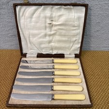 Bone Effect Handle Walker & Hall Sheffield Cutlery Six Butter Dessert Knives