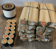 pack of 12 vintage 1940's wood reels black Linen sewing thread 200yds each reel