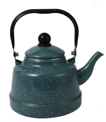 Vintage enamel tea kettle - tea,