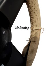 FOR MERCEDES W210 00-03 BEIGE PERFORATED LEATHER STEERING WHEEL COVER