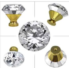 Crystal Cabinet Knobs 40mm  Diamond Clear  Glass Door Cupboard Drawer
