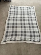 M & S Grey & White Check Sherpa Reverse Throw 180cm x 125cm