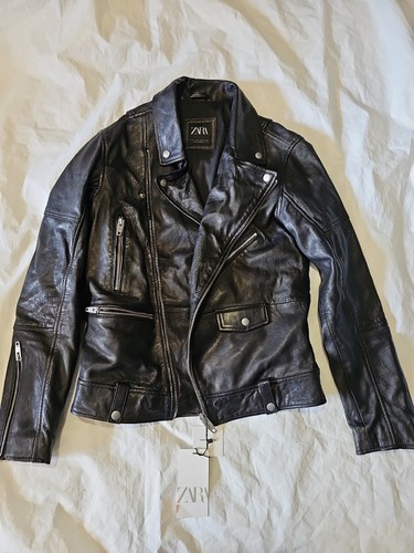 New zara black sheep leather - new,