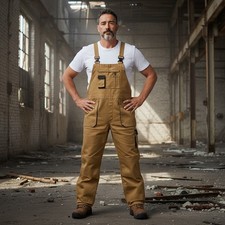 Portwest Texo Contrast Work Wear Bib and Brace - TX12 Khaki Overall Coverall