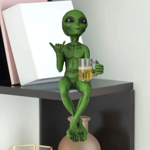 Novelty green alien statue - alien,