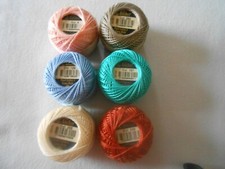 Pack of 6 Anchor Perle 8 Cotton 10g Assorted -Colour numbers may vary 