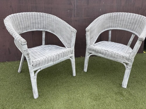 Pair grey rattan tub - rattan, chairs