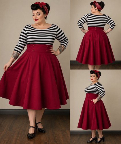 Plus size red - red, rockabilly