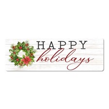 Happy Holidays Christmas Wreath Holiday Vintage Rustic Metal Sign 106180065020