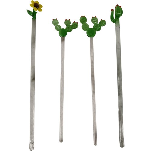 Handmade glass swizzle - glass, sticks