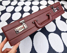 Vintage ' Brown Leather Briefcase Combination Lock ' Professional Business ***