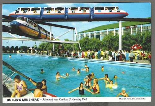 Vintage postcard monorail over - vintage,
