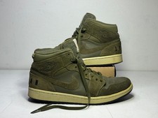 NIKE Air Jordan 1 Mid Trainers " Leather base Olive Canvas " UK 8.5 EUR 43