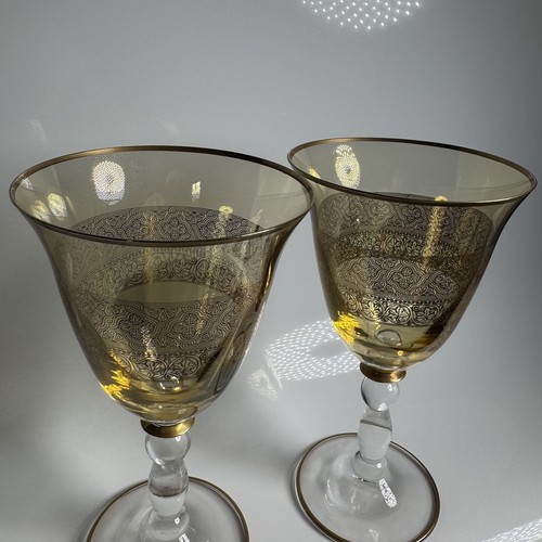 Gold floral wine glasses - wine,