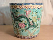 Straits Style Nyonya Peranakan Glazed Pottery Plant Pot Dragon / Floral
