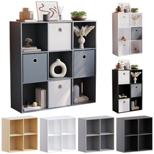 4 6 9 Cube Bookcase Storage Unit Wooden Shelving Display Shelves Fabric Baskets