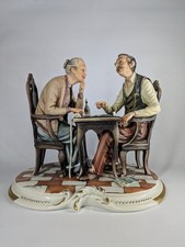 Boris Capodimonte-style elderly couple checkers large signed figurine