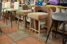Fonda Bar Stools Sofa Com Peach Velvet Pair of Barstools Ex Display Clearance