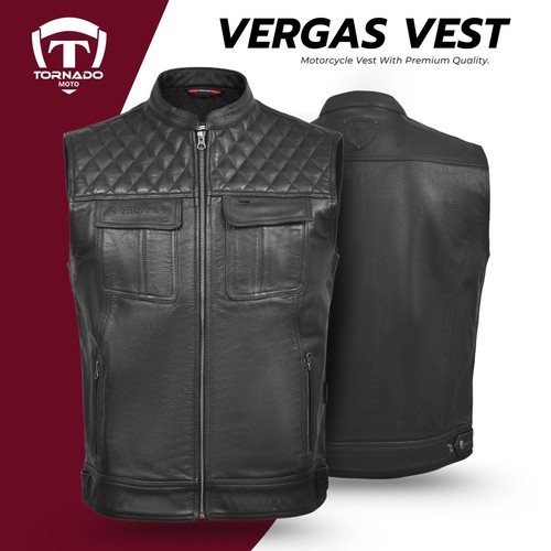 Mens leather biker vest - mens,