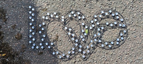 Black metal and glass stones - metal,