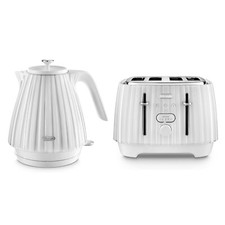 Delonghi Ballerina 1.7L Electric Jug Kettle and 4 Slice Toaster Set White