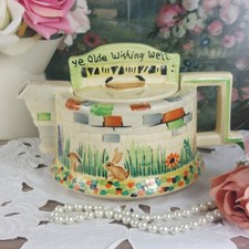 VINTAGE LINGARD WEBSTER TEAPOT 'WISHING WELL' 1940'S HAND PAINTED c.1946