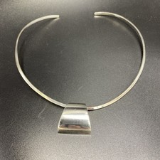 Sterling Silver Torque Modernist Choker Necklace 