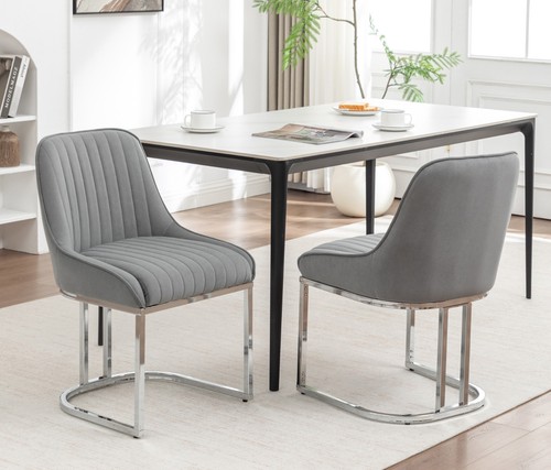 Grey velvet dining - ,
