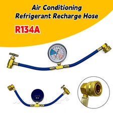 R134A Refrigerant AC Refill Car Aircon Top-Up Re-Charge Hose Pipe Kit with Gauge