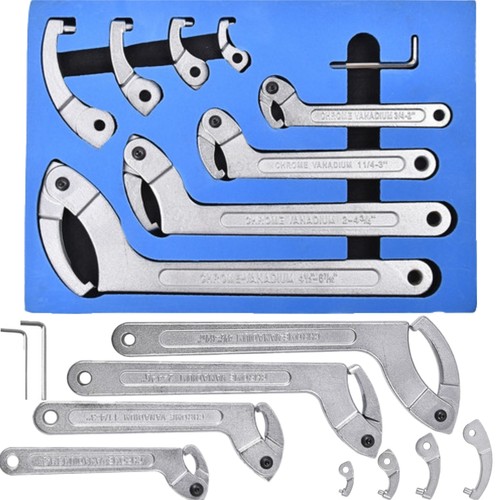 Adjustable hook pin wrench - &,