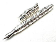 VINTAGE YARD-O-LED STERLING SILVER VICTORIAN VICEROY POCKET FOUNTAIN PEN 18K M