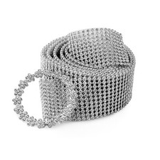 Silver Rhinestone Waist Belt Crystal Waistband Women Diamante Shiny Ladies Charm
