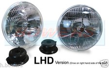 LHD Lucas P700 7" Inch Tripod Tri-Bar Headlamps Headlamps Halogen H4 Conversion