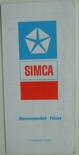 Simca Original UK Price List