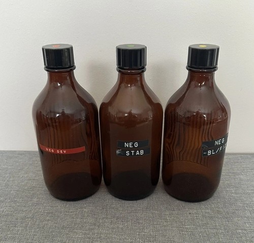 Amber glass chemical bottles - glass,