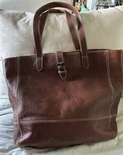 Large Fat face Brown Leather Tote Bag