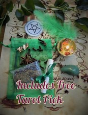 Wealth Spell Kit  Ritual Magic Money Witchcraft Wicca Pagan Handmade Candle