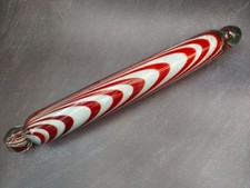 Antique Nailsea Red & White Glass Rolling Pin With Wear / Baking  / Decorative