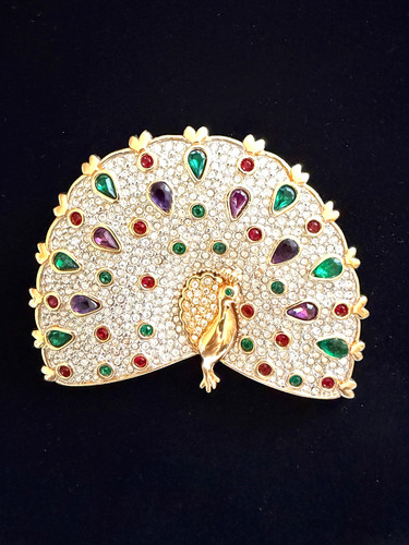 Swarovski large peacock - swarovski, pin