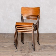 VINTAGE PLYWOOD STACKING CHAIRS WITH PLYWOOD SEAT AND BACK STEEL METAL FRAME